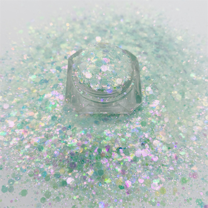 GKF009  Mixed Glow In The Dark Iridescent colorful Glitter