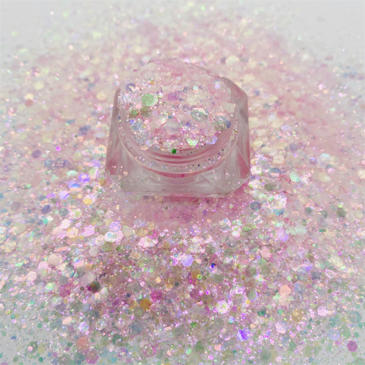 GKF011  Mixed Glow In The Dark Iridescent colorful Glitter