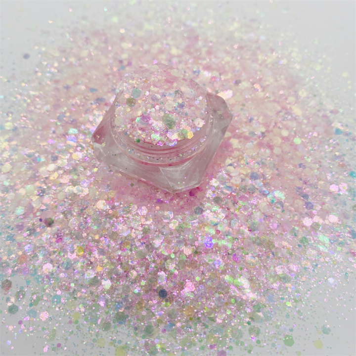 GKF011  Mixed Glow In The Dark Iridescent colorful Glitter
