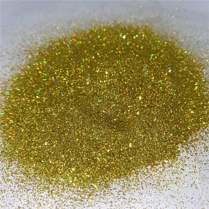 GLS018  1/128' Solvent Resistant High Sparkling Holographic Golden 
