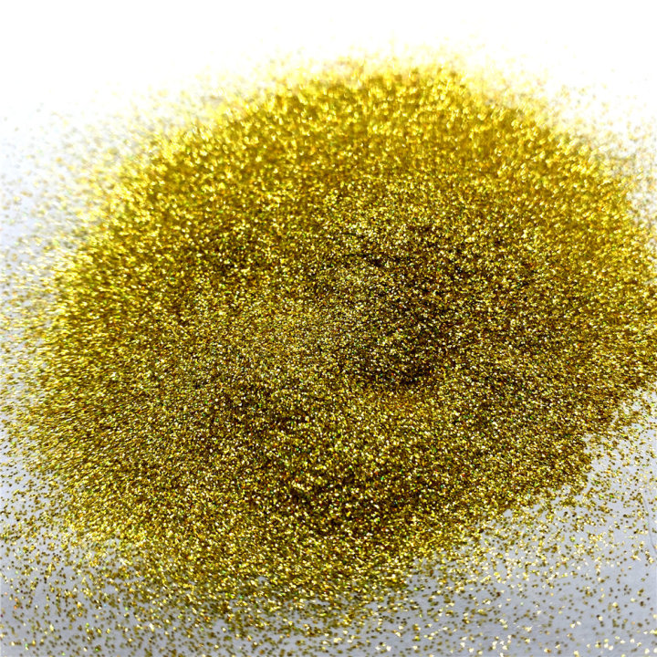 GLS018  1/128' Solvent Resistant High Sparkling Holographic Golden 