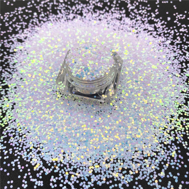 C04R   Pearl iridescent glitter Hexagon 1mm Sequins 