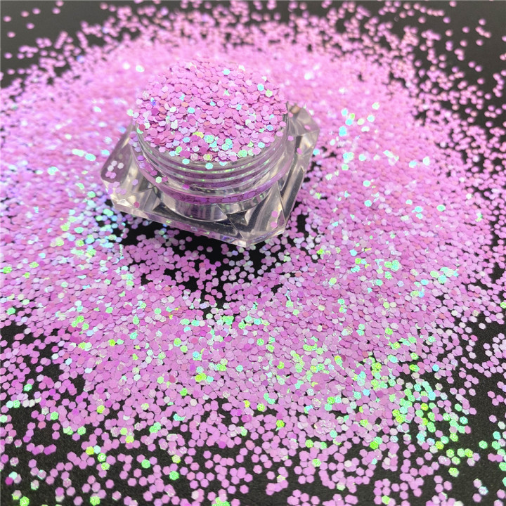 C05R   Pearl iridescent glitter Hexagon 1mm Sequins 