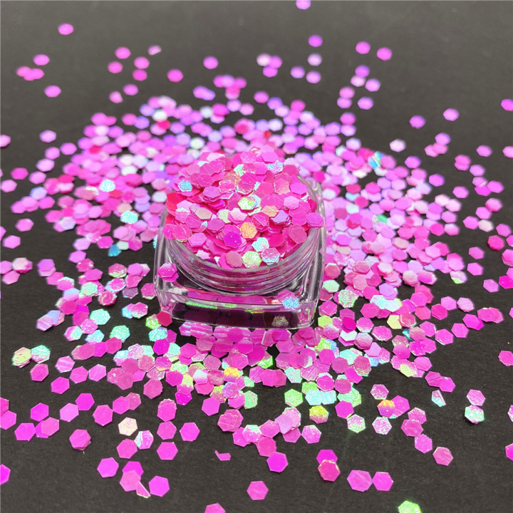 C09R   Pearl iridescent glitter Hexagon 1mm Sequins 
