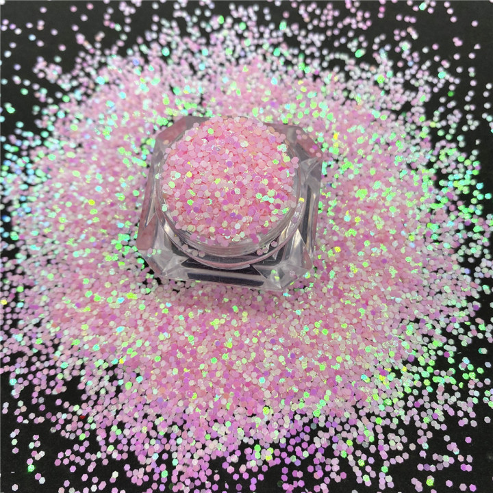 C18R   Pearl iridescent glitter Hexagon 1mm Sequins 