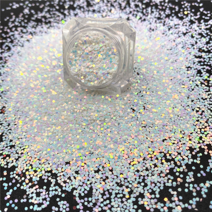 C21R   Pearl iridescent glitter Hexagon 1mm Sequins 