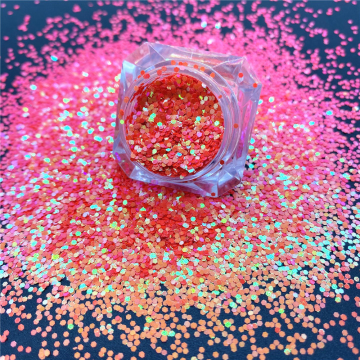 C52R   Pearl iridescent glitter Hexagon 1mm Sequins 