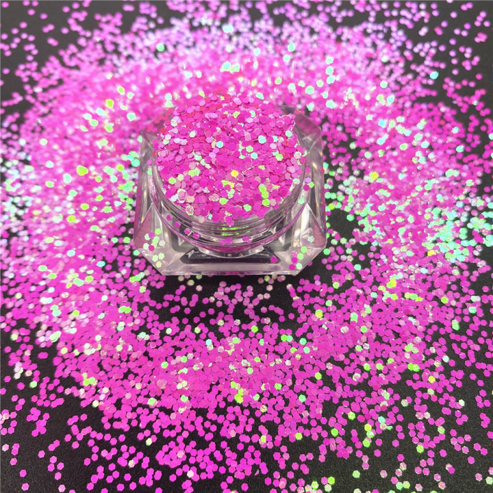 C53R   Pearl iridescent glitter Hexagon 1mm Sequins 