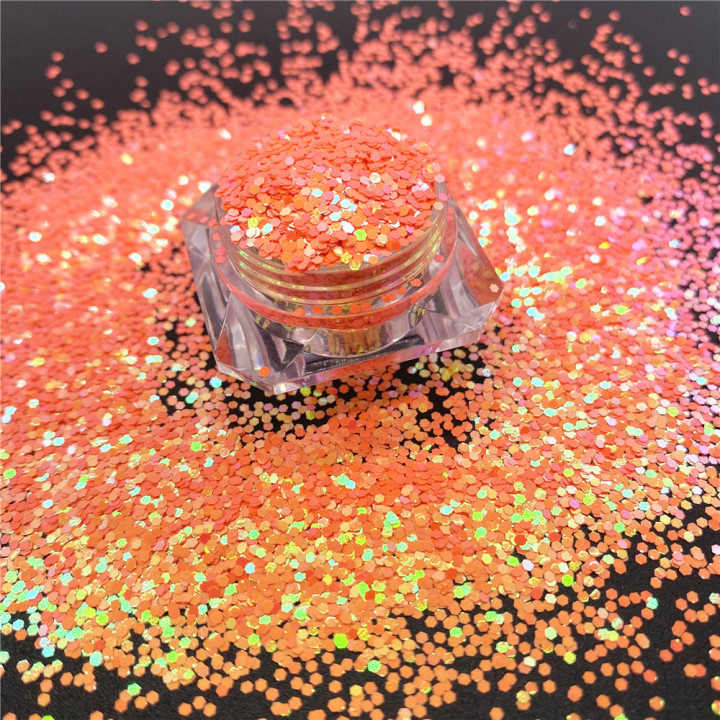 C54R   Pearl iridescent glitter Hexagon 1mm Sequins 