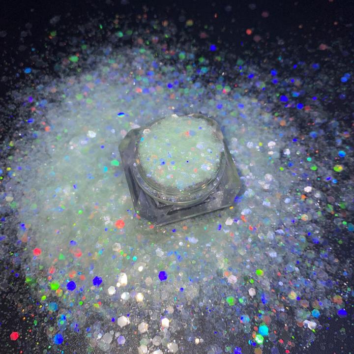 HHC04    2022 new Hexagon glitter laser Iridescent white Glitter 