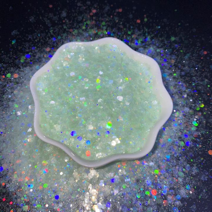 HHC04    2022 new Hexagon glitter laser Iridescent white Glitter 