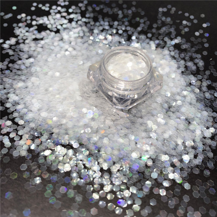 HHC09   2022 new Hexagon glitter laser Iridescent white Glitter 