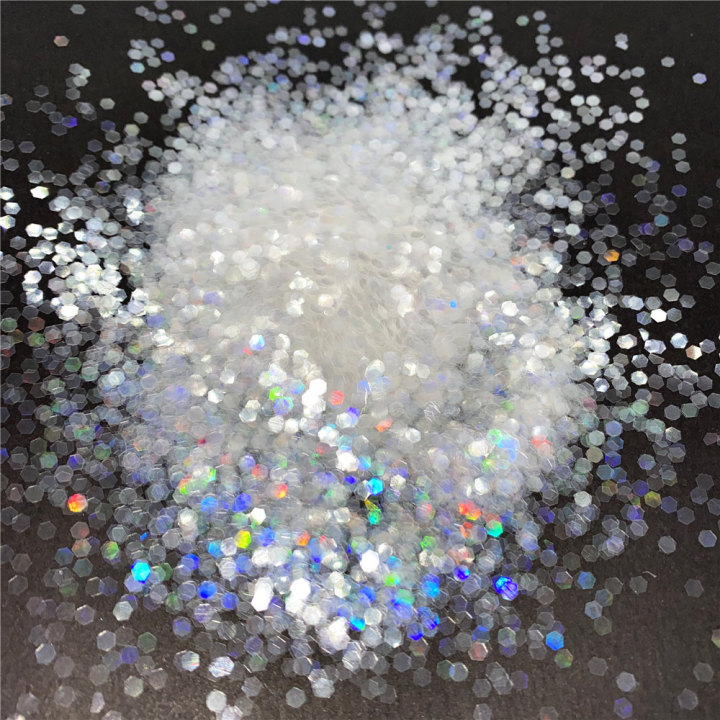 HHC09   2022 new Hexagon glitter laser Iridescent white Glitter 