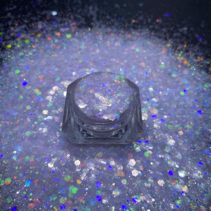 LBC1100  1/10'-1/64'  Chunky mix Hexagon Shapes holographic Glitter