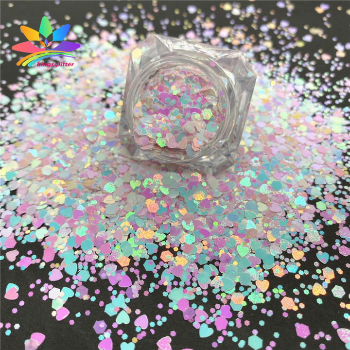 QRJ001  Valentine's Day Theme chunky Mixed Hexagon glitter Heart Shape Glitter