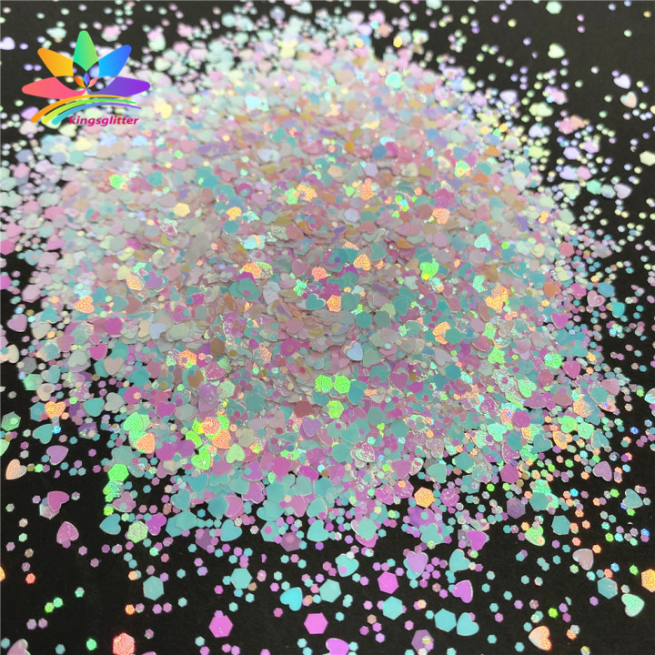 QRJ001  Valentine's Day Theme chunky Mixed Hexagon glitter Heart Shape Glitter