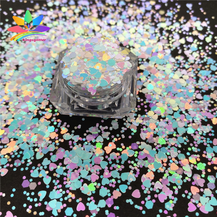 QRJ001A  Valentine's Day Theme chunky Mixed Hexagon glitter Heart Shape Glitter