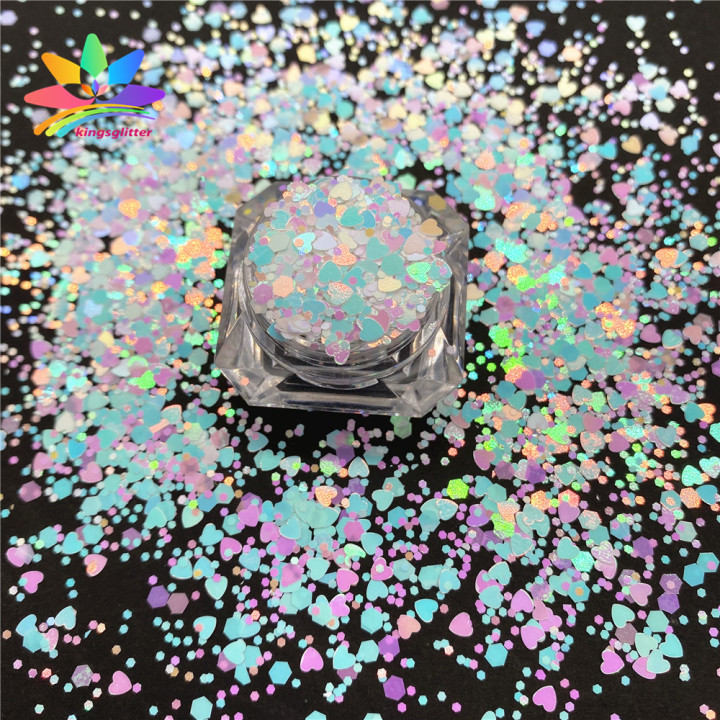 QRJ001A  Valentine's Day Theme chunky Mixed Hexagon glitter Heart Shape Glitter
