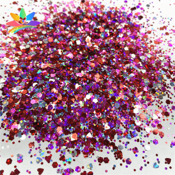 QRJ002  Valentine's Day Theme chunky Mixed Hexagon glitter Heart Shape Glitter