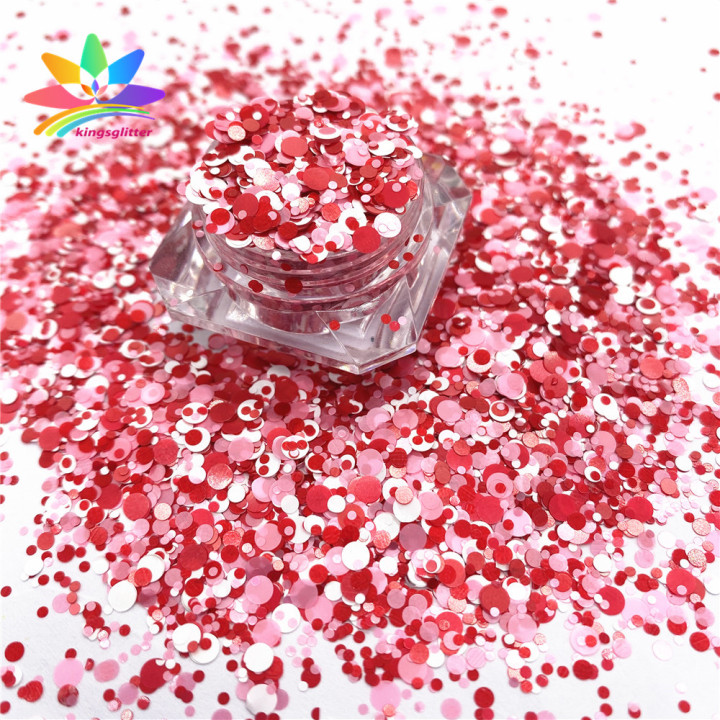 QRJ003  Valentine's Day Theme chunky Mixed dots Shape Glitter