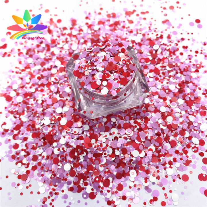QRJ004  Valentine's Day Theme chunky Mixed dots Shape Glitter