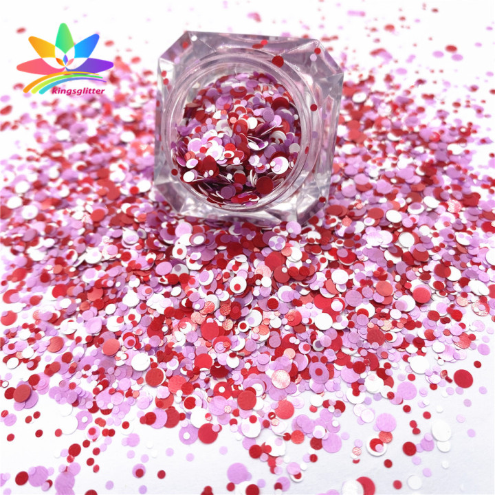 QRJ004  Valentine's Day Theme chunky Mixed dots Shape Glitter