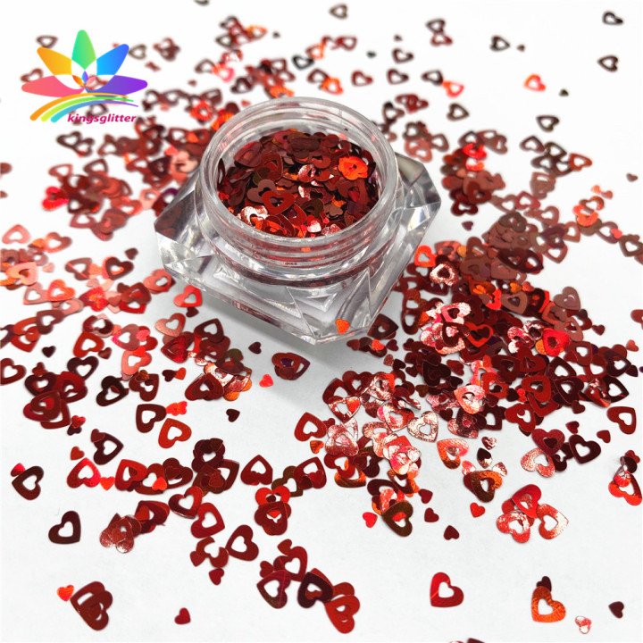 QRJ008  Valentine's Day Theme hollow Heart Shape Glitter
