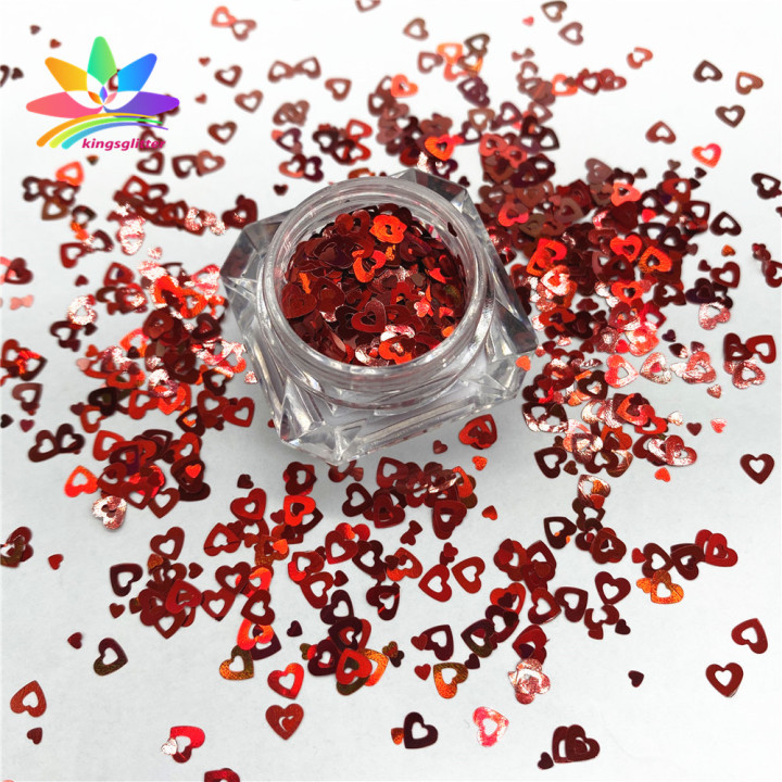 QRJ008  Valentine's Day Theme hollow Heart Shape Glitter
