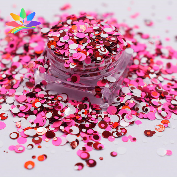 QRJ012  Valentine's Day Theme Chunky Mixed Dots Shape Glitter