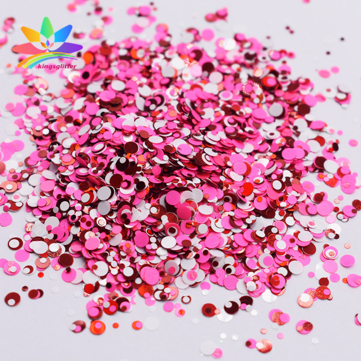 QRJ012  Valentine's Day Theme Chunky Mixed Dots Shape Glitter