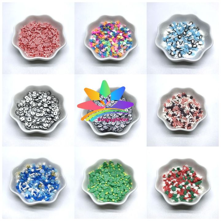 SPR45   Polymer Clay Sprinkle Mix for Tumblers Slime Keychain DIY Chritsmas decoration 