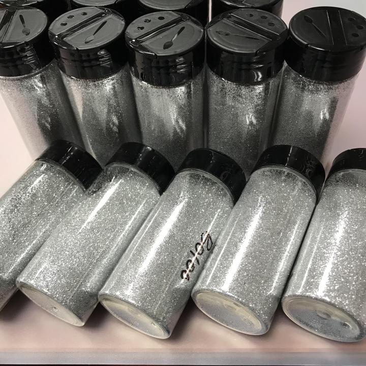 2.8 oz shakers glitter custom silver fine glitter B0100
