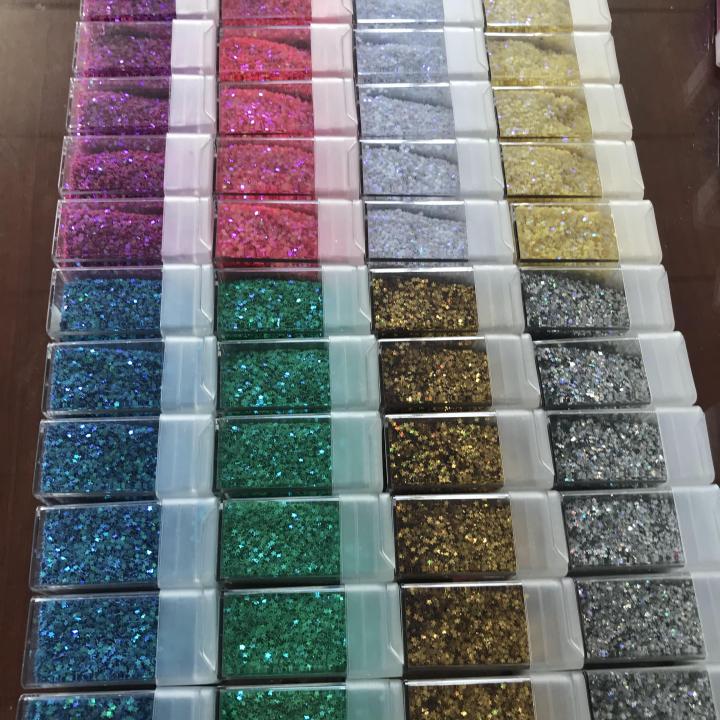 12 colors set  3 mm star shape glitter sequins  1.5 oz  square bottle