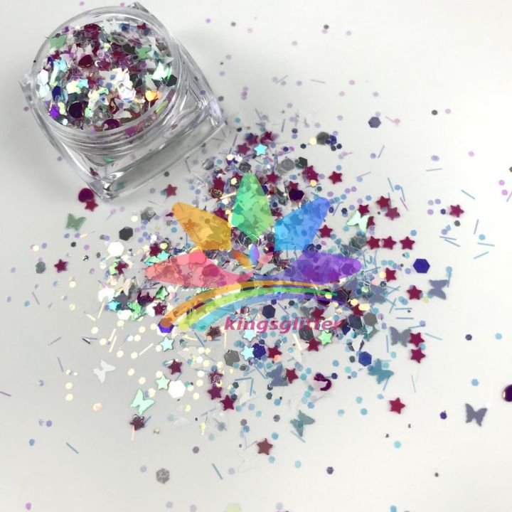 BTF04   New glitters mixed colors and stars hearts butterfly  for nail body makeup hair decoration glitter slimes resin and craft