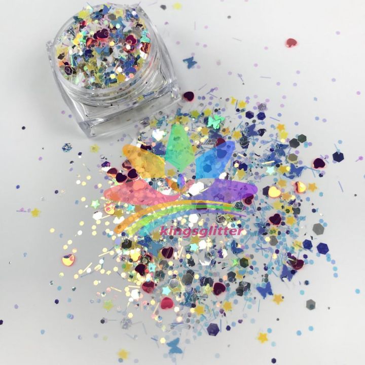 BTF05   New glitters mixed colors and stars hearts butterfly  for nail body makeup hair decoration glitter slimes resin and craft