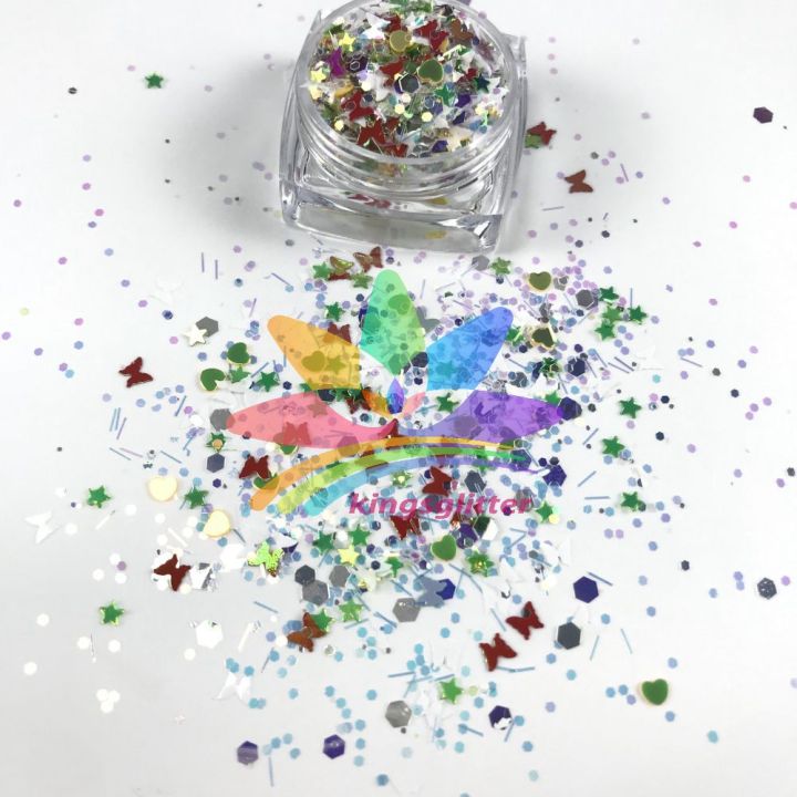 BTF06   New glitters mixed colors and stars hearts butterfly  for nail body makeup hair decoration glitter slimes resin and craft