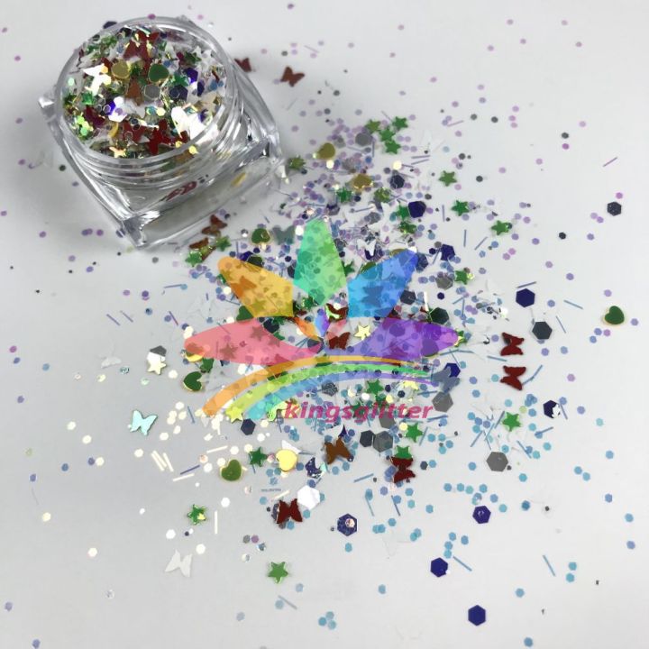 BTF06   New glitters mixed colors and stars hearts butterfly  for nail body makeup hair decoration glitter slimes resin and craft