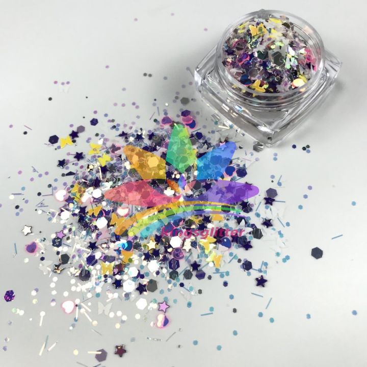  BTF02   New glitters mixed colors and stars hearts butterfly  for nail body makeup hair decoration glitter slimes resin and craft