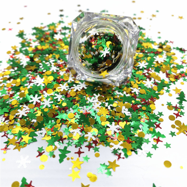 KS-SD002  Hot Selling christmas colors bulk flake glitter chunky snowflake Glitter for decoration