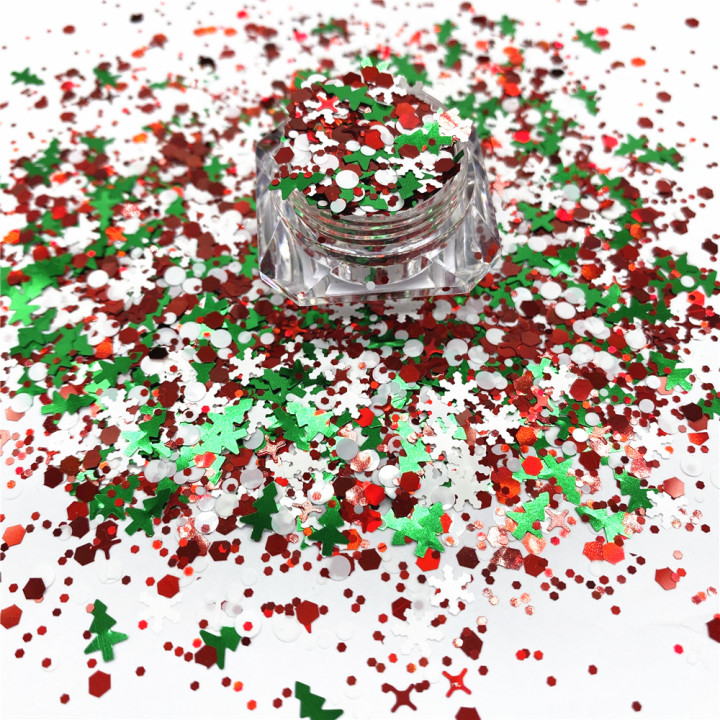 KS-SD003  Hot Selling christmas colors bulk flake glitter chunky snowflake Glitter for decoration