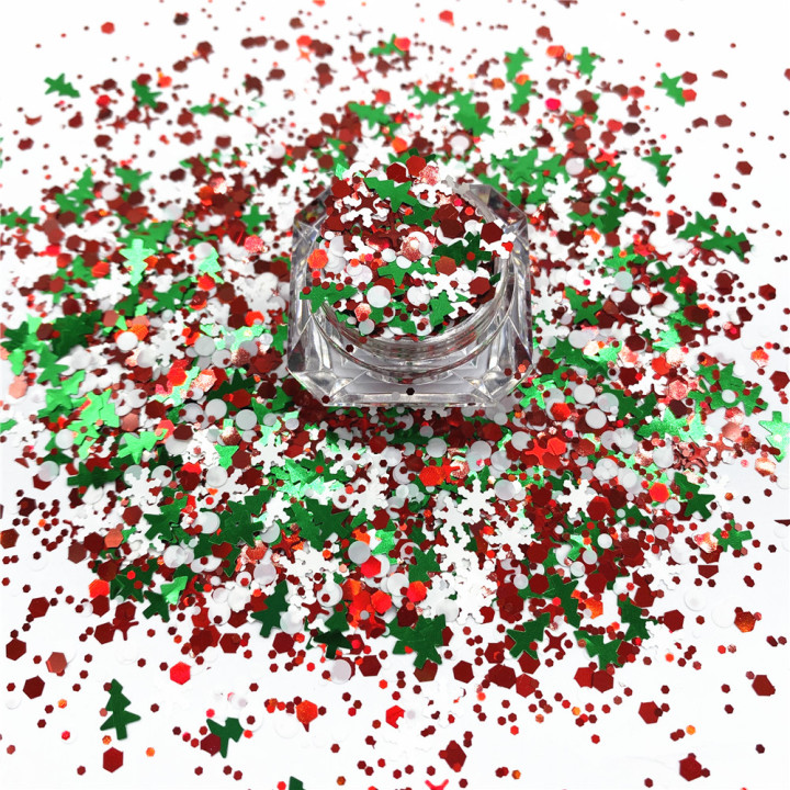 KS-SD003  Hot Selling christmas colors bulk flake glitter chunky snowflake Glitter for decoration