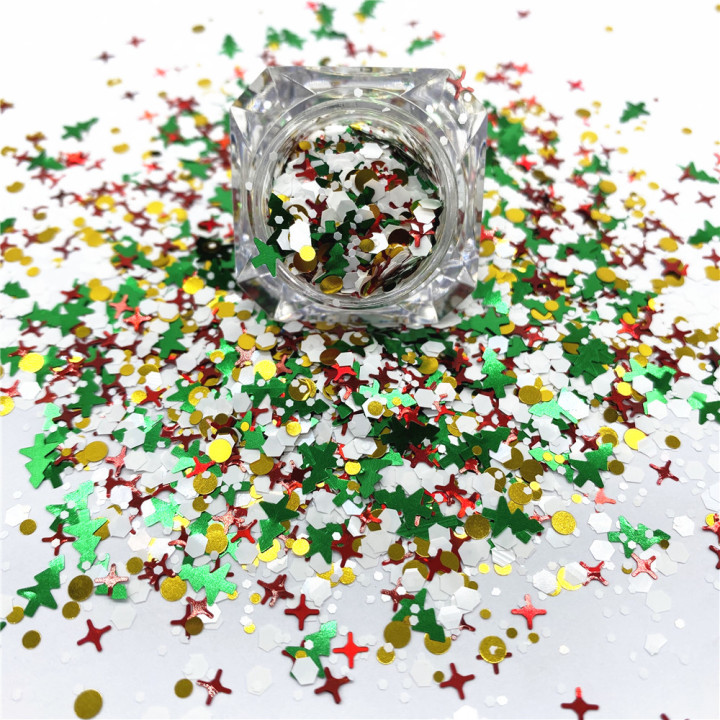 KS-SD004  Hot Selling christmas colors bulk flake glitter chunky snowflake Glitter for decoration