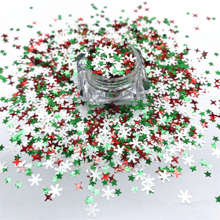 KS-SD007  Hot Selling christmas colors bulk flake glitter chunky snowflake Glitter for decoration