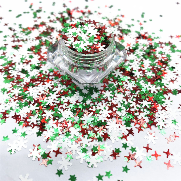 KS-SD007  Hot Selling christmas colors bulk flake glitter chunky snowflake Glitter for decoration