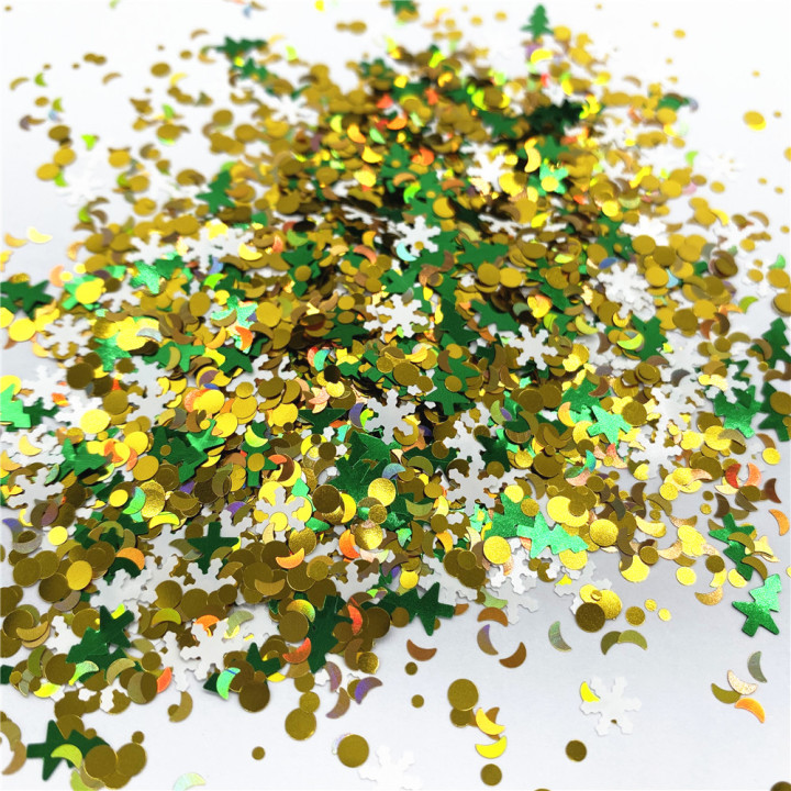 KS-SD012  Hot Selling christmas colors bulk flake glitter chunky snowflake Glitter for decoration