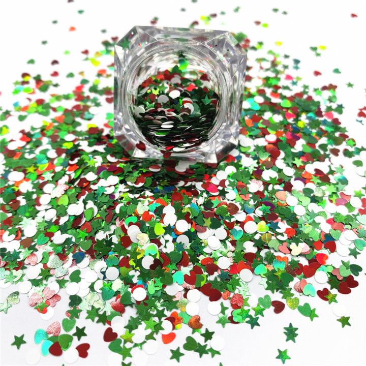 KS-SD013  Hot Selling christmas colors bulk flake glitter chunky snowflake Glitter for decoration