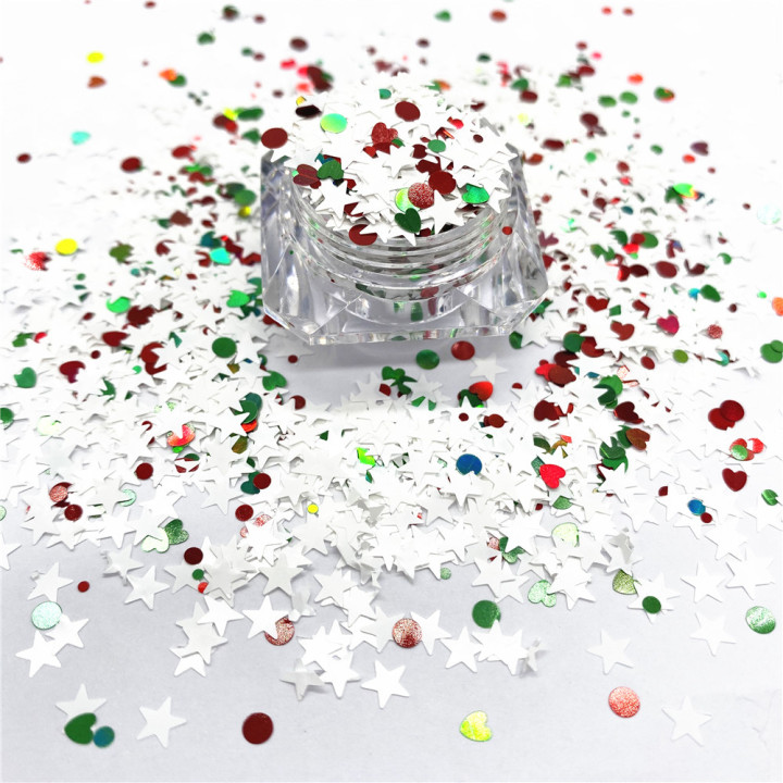 KS-SD018  Hot Selling christmas colors bulk flake glitter chunky snowflake Glitter for decoration