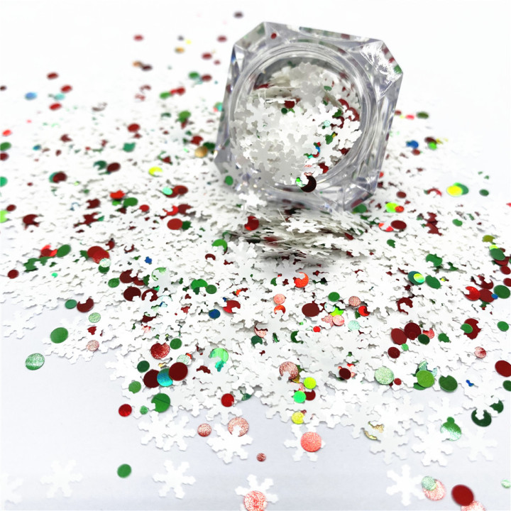 KS-SD019  Hot Selling christmas colors bulk flake glitter chunky snowflake Glitter for decoration