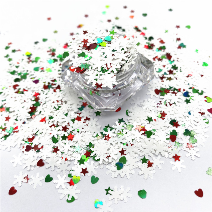 KS-SD020  Hot Selling christmas colors bulk flake glitter chunky snowflake Glitter for decoration