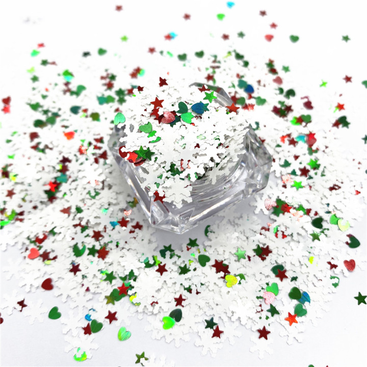KS-SD020  Hot Selling christmas colors bulk flake glitter chunky snowflake Glitter for decoration